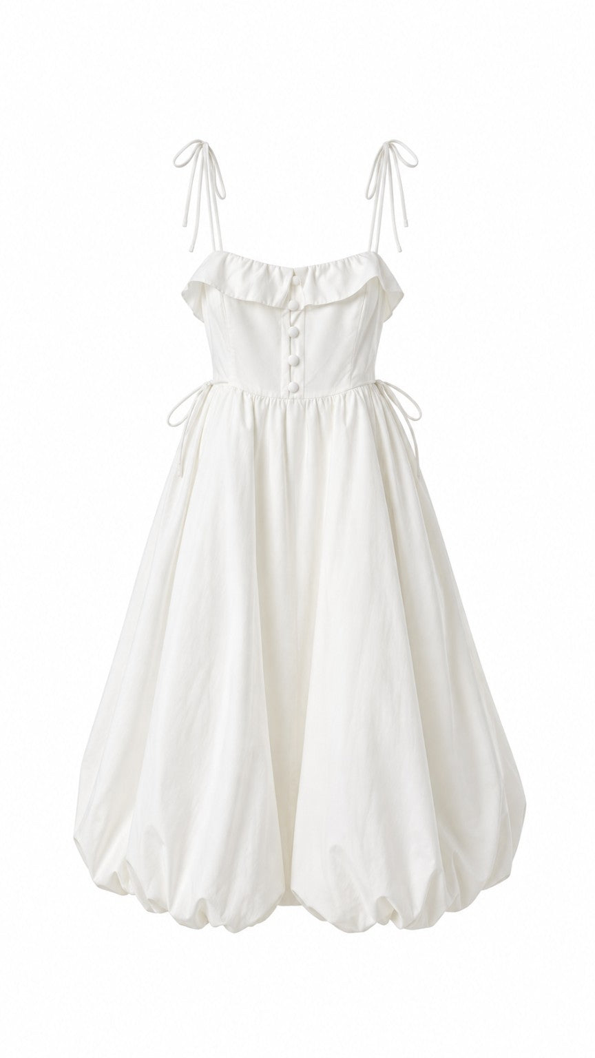 Vestido Blanco Bubble con Tirantes de Moño