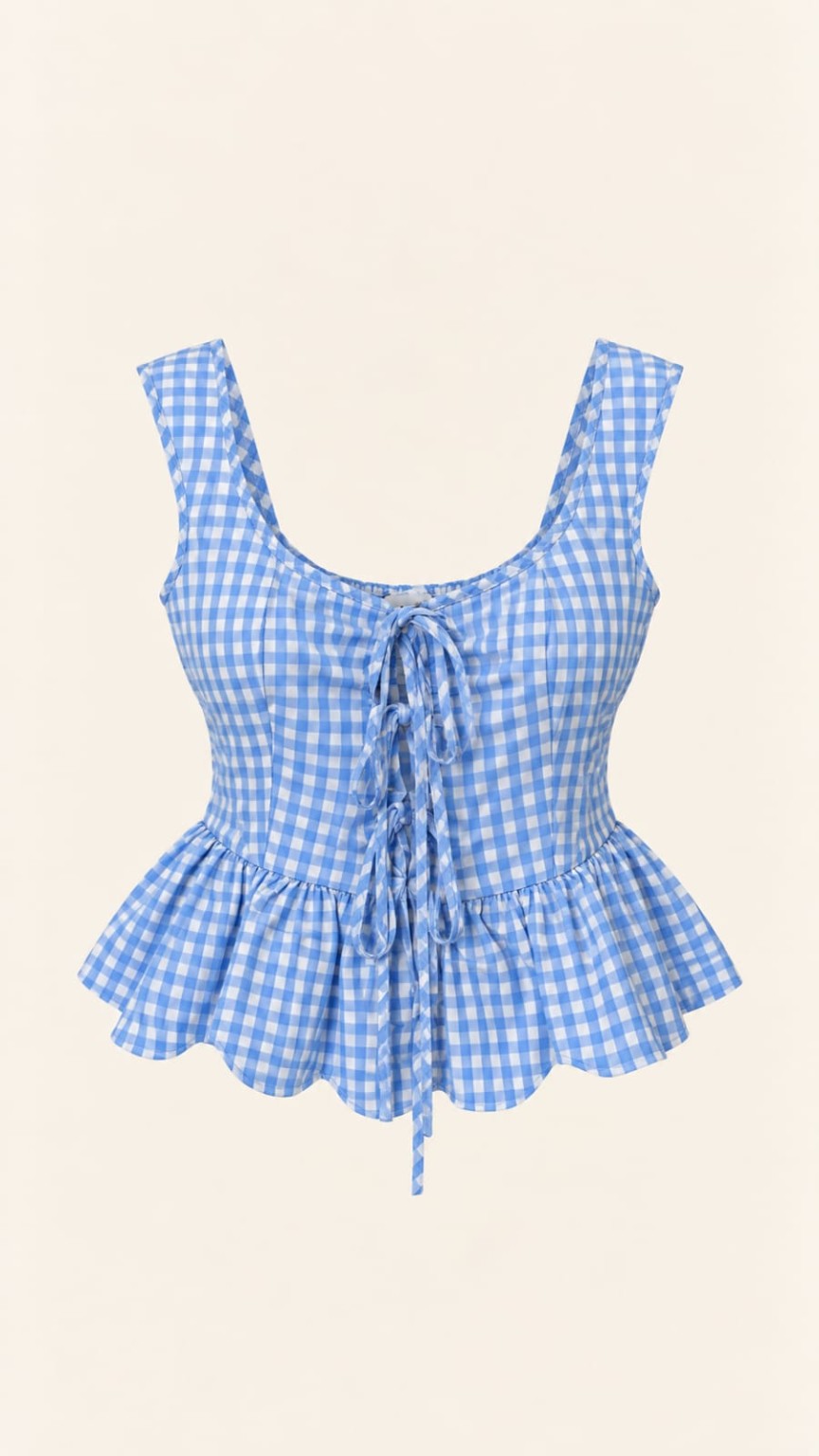 Blusa azul cuadros, producto