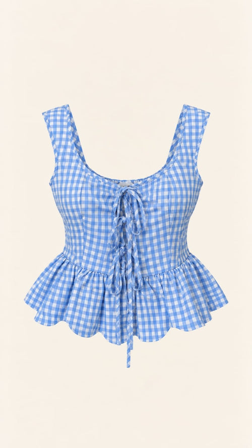 Blusa azul cuadros, producto