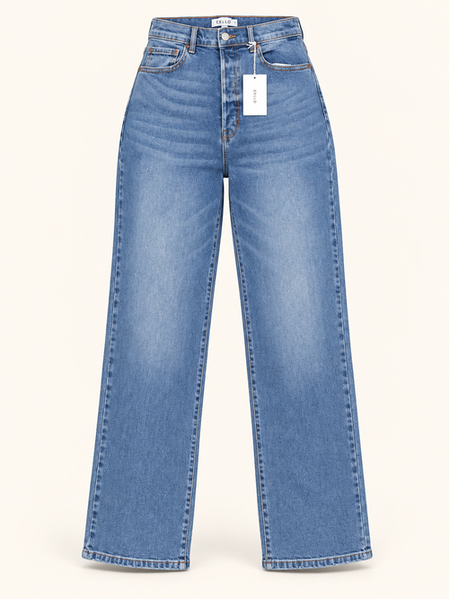 Jeans rectos Cello en denim medio tiro alto
