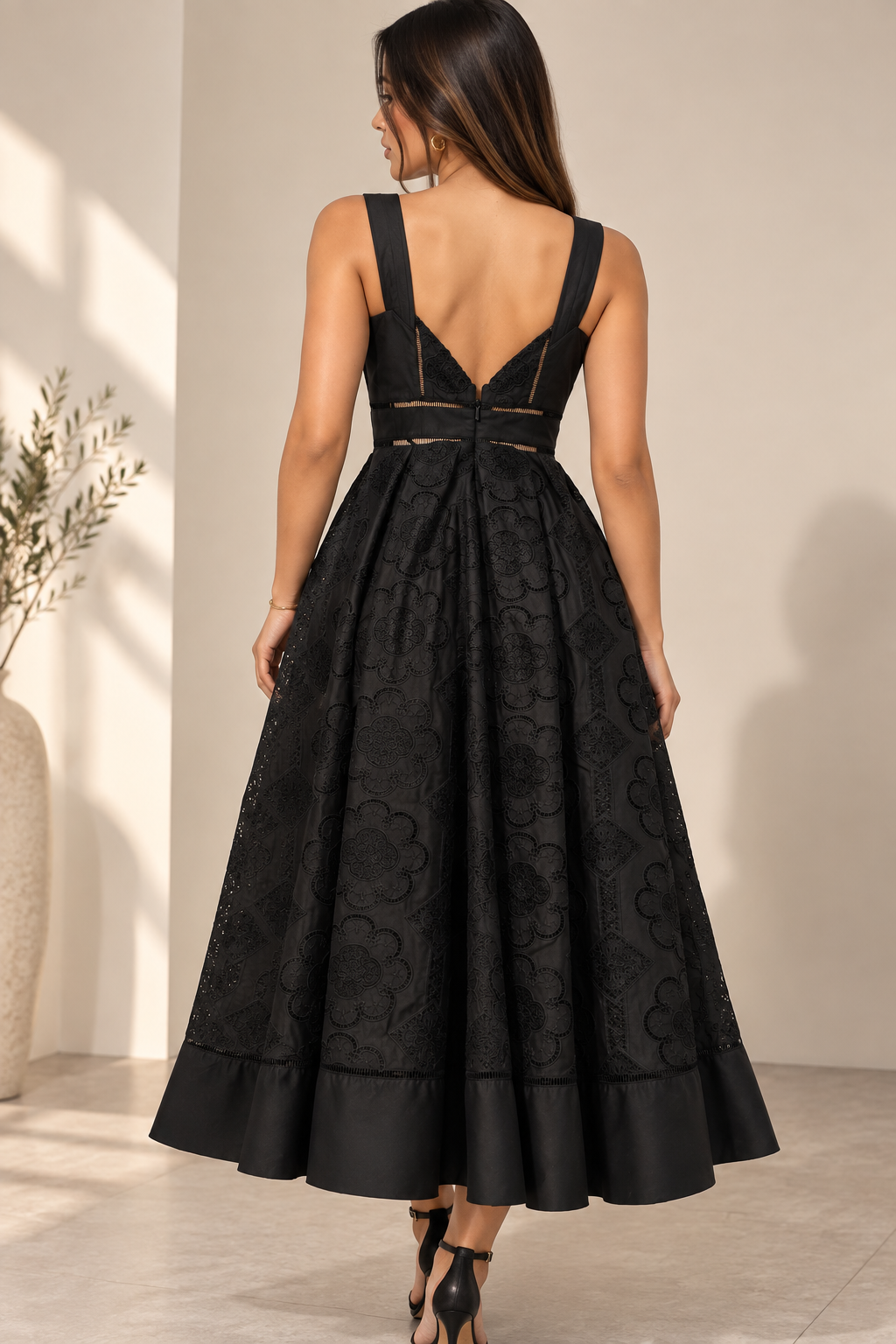 Vestido Negro Floral largo