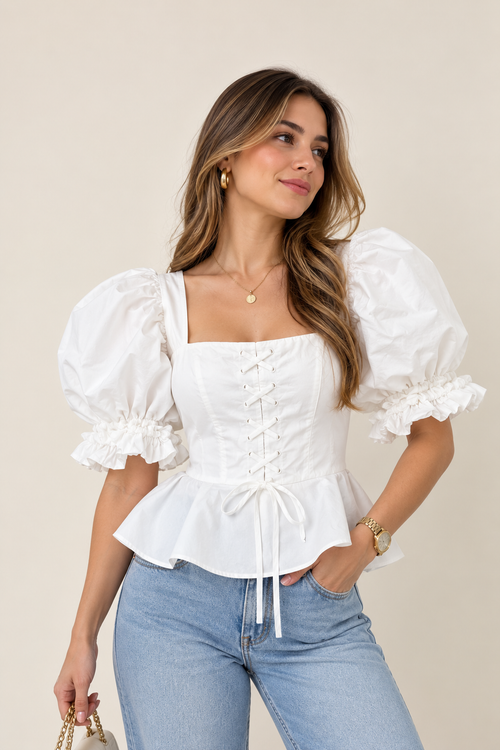 Blusa blanca corset, modelo