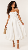 Vestido blanco bubble con tirantes de moño