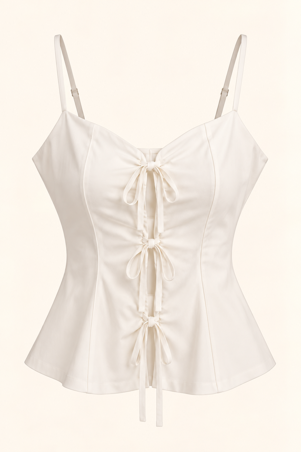 Top corset marfil con lazos centrales