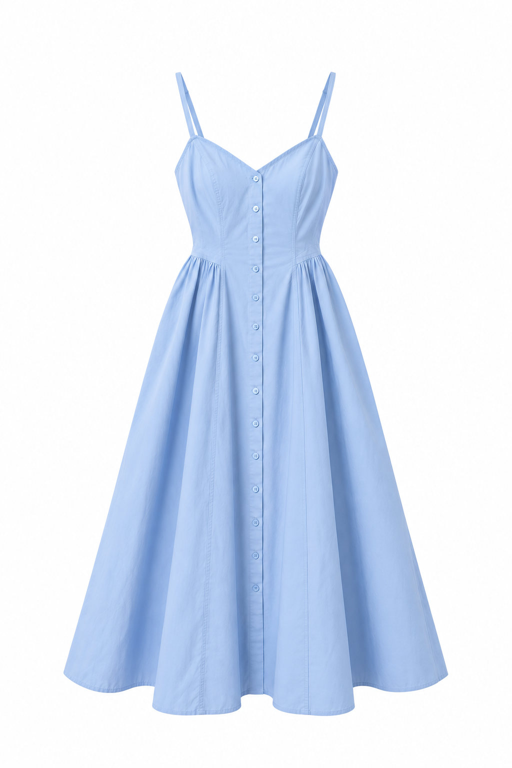 Vestido azul cielo con botones delanteros